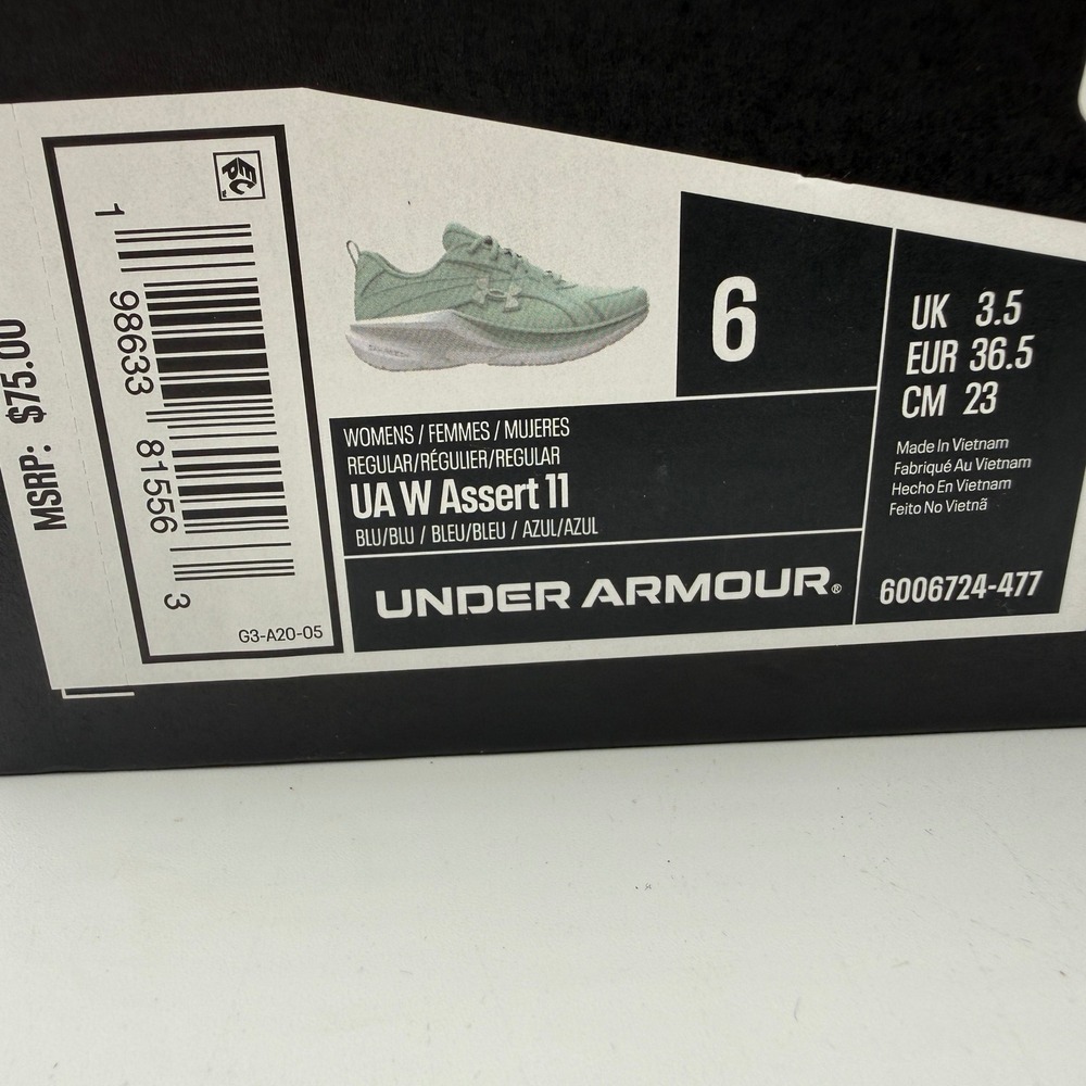 Under Armour Assert 11 Shoes Womens Size 6 Blue Running 6006724-477 - Picture 2 of 8